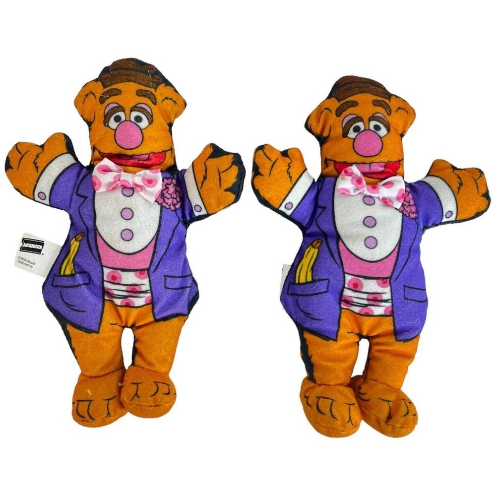 Set of 2 Blockbuster Fozzie Bear The Muppets 7 INCH Plush FOZZY 1998 Video Promo